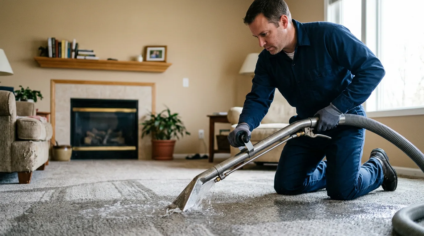 Water damage restoration technician working near Center, ND
